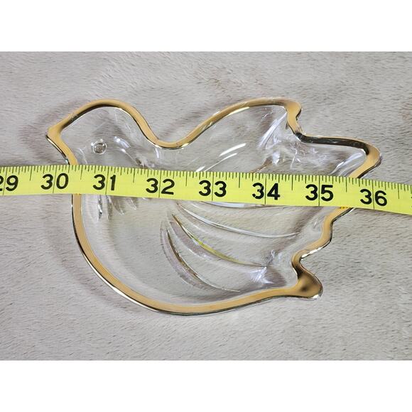 Mikasa Trinket Candy Dish Bird Dove Shaped Clear Glass Gold Trim Accent Vintage - Picture 9 of 9